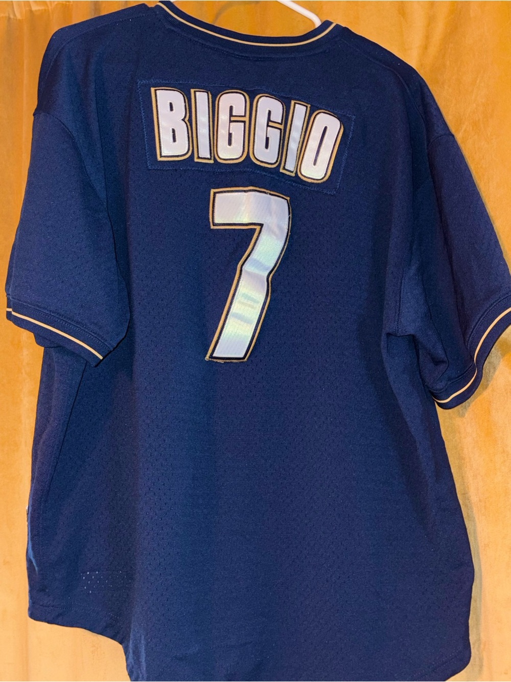 Mitchell & Ness Houston Astros Navy Blue Short S 1997Jersey with Gold Star - Picture 2 of 9